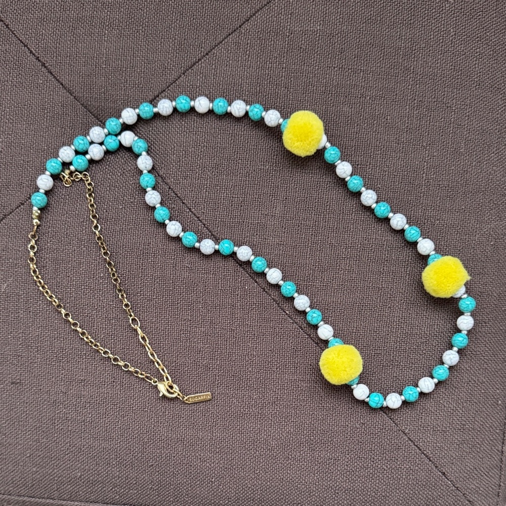 Sugarfix x Baublebar Yellow & Turquoise Pom Pom Beaded Necklace